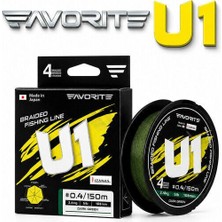 Favorite U1 Pe X4 0.121MM 150MT Koyu Yeşil 4 Kat Aji Ipi 3kg Çeker