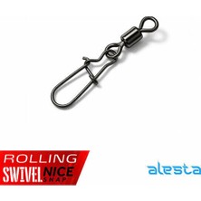 Alesta Rolling Swivel Rolling Snap No:14 Siyah Nikel Klipsli Fırdöndü 12 Adet 4kg Çeker