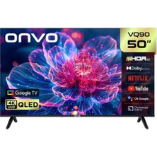 Onvo 50VQ90F3UA 50" 127 Ekran 4K Ultra Hd QLED Google Tv Smart Tv HDR10 Dolby Audio Wi-Fi + Duvar Askı Aparatı Hediye