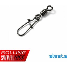 Alesta Rolling Swivel Rolling Snap No:12 Siyah Nikel Klipsli Fırdöndü 14 Adet 10KG Çeker