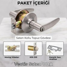 ALMITAL Vectis Kollu Topuzlu Kilit - Amerikan Tipi Otel Kilidi - Saten (Eski Topuzlu Kilit Yerine Uyumlu)