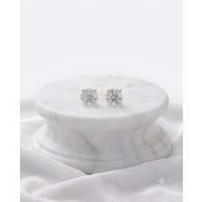 Celikchi Kadın Moissanite Tek Taş Model Gümüş Küpe
