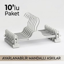 10 Adet Beyaz Mandallı Pantolon Askısı