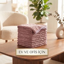 jantistore Premium Soft Gül Kurusu Mor Yaprak Desenli Peluş Mikrofiber Bez (30X40 Cm) – Çok Amaçlı Ev, Ofis ve Oto Için
