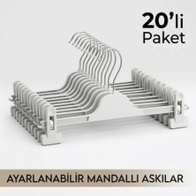 20 Adet Beyaz Mandallı Pantolon Askısı