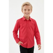 Doctor Junior Kırmızı Uzun Kol Erkek Çocuk Gömlek Klasik Stil ve Düz Kesim ile Şık Görünüm