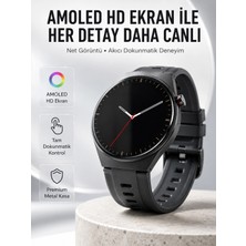 Hace Bazaar Yuvarlak Akıllı Saat Nabız Ölçer, Spo₂, Spor Modları ve Değiştirilebilir Kordon