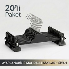 20 Adet Siyah Mandallı Pantolon Askısı