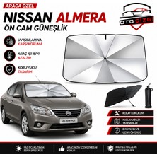 OtoÇizgi Nissan Almera Şemsiye Tip Ön Cam Güneşliği Katlanabilir Uv Korumalı Araç Cam Güneşlik
