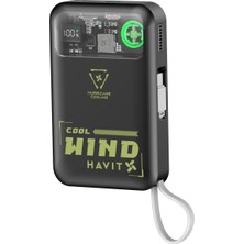 Havit PB5234 10.000MAH 15W Kablosuz Şarj Dahili Type-C ve Lightning Kablolu Fanlı Powerbank