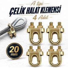 Nzb Çelik Halat Klemensi (4 Adet) 20 mm Somunlu A Tipi Iskota Ipi Sıkma Sabitleme Bağlama Halat Kelepçesi Aparatı