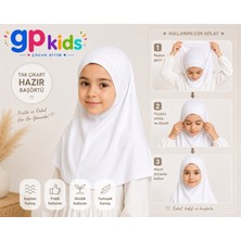 Gp Kids Kız Çocuk Pratik Başörtü Penye Hazır Eşarp Mina Model Beyaz