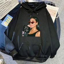 Tarzsokak Siyah Unisex Jhene Aiko Kapüşonlu Streetwear Şarkıcı Grafik Baskı