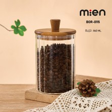 MİEN 860 ml Akasya Kapaklı Cam Kavanoz Saklama Kabı