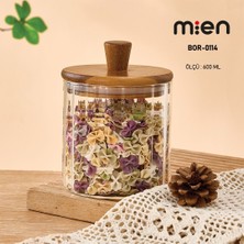 MİEN 600 ml Akasya Kapaklı Cam Kavanoz Saklama Kabı