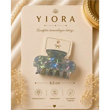 Yiora Ithal Seri Lüks Kemik Sedefli Hologramlı Asetat Güçlü Tutuş Mandal Toka 6,5 cm