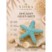 Yiora Premium Seri Ithal Gold/altın Metal Gövde Üzeri Renk Deniz Yıldızı Mandal Toka 6cm