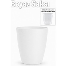ByKurt Dekoratif Saksı Modern Ev Ofis Salon Bitki Saksısı Beyaz 1,25 L