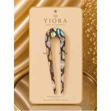 Yiora Kemik Lüks Asetat /hologramlı Fransız Handmade U Model Leopar Desen Topuz Tokası 14 cm