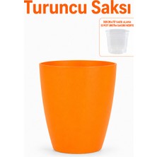ByKurt Dekoratif Saksı Modern Ev Balkon Salon Bitki Saksısı Turuncu 1,25 L