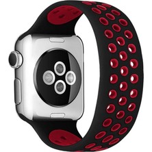 Uslucan Alışveriş Watch 38MM Ayarlı Delikli Silikon Kordon - Siyah-Kırmızı