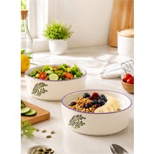 Evanilife 2'li Lavira Model El Yapımı Orta Boy Seramik Salata Kasesi - Diyet Bowl