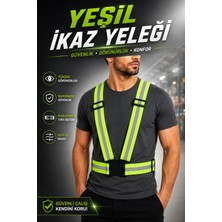 Nzb Fosforlu Reflektörlü Yeşil Ikaz Yeleği Ayarlanabilir Klipsli Pratik Motorcu Bisiklet Trafik Yeleği