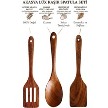 Kamptek Kamp Teknolojisi Kamptek Akasya Ahşap 3'lü Mutfak Seti – Spatula ve Kaşık Takımı Profesyonel Yemek Ahşap Servis Seti