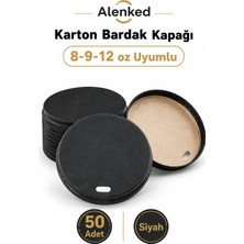 Alenked Karton Bardak Kapağı 8-9-12 Oz Siyah 50'li