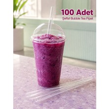 Alenked 8mm Kalın Şeffaf Frozen Pipet 26 cm 100'LÜ