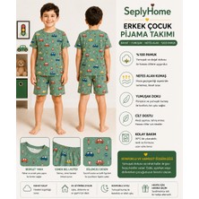 Seply Home Erkek Çocuk %100 Pamuk Araba ve Trafik Desenli Kısa Kollu Şortlu Pijama Takımı