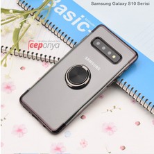 Ceponya Galaxy S10E Yüzüklü Stantlı Köşeleri Renkli Şeffaf Gess Kılıf