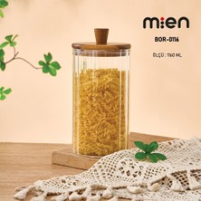MİEN 1160 ml Akasya Kapaklı Cam Kavanoz Saklama Kabı