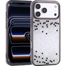 Cepustik Telefon Aksesuarları iPhone 18 Pro Max Kılıf Airbag Tasarımlı Damla Taşlı Şeffaf Pera Silikon Kılıf