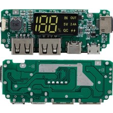 Emay Center Dijital Ekranlı Çift USB 5V 2.4A Type-C ve Microusb Powerbank Modülü