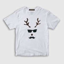 Presmono Unisex Çocuk Beyaz Male Deer Yılbaşı T-Shirt
