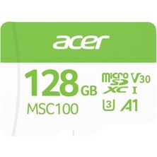 Acer MSC100 128 GB Microsd Hafıza Kartı U3 V30 A1 Aksiyon Kamera & Güvenlik Kamerası Uyumlu