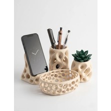 Yakamoz Atölye Voronoi 4'lü Masaüstü Düzenleyici Seti 3D Baskı Krem