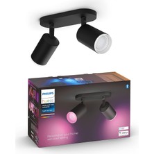 Philips Hue Fugato Çift Spot Renkli Akıllı LED Armatür, Siyah, 2X4.2W - 25.000 Saat Ampul Kullanım Ö