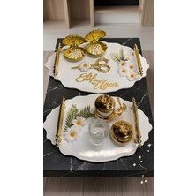 Cyz Home Oval Papatya Model Söz Nişan Tepsisi Kız Isteme Tepsisi Damat Kahve Tepsisi