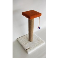 Tek Katlı Stepli Beyaz Kedi Tırmalama Tahtası