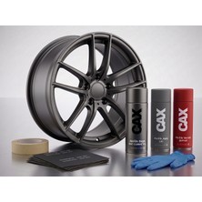 CAXCOLORS Mat Gunmetal Jant Sprey Boya Seti - Akrilik Boya + Astar + Vernik + Zımpara Bant Eldiven Komple Tamir Kiti