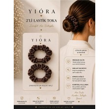 Yiora 2 Li Taşlı Saten Kumaş Taş Detaylı Lastik Toka Güçlü Tutuş Sağlar Saça Zarar Vermez, Kırmaz
