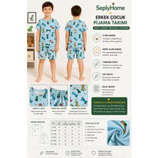 Seply Home Erkek Çocuk %100 Pamuk Dinozor Desenli Kısa Kollu Şortlu Pijama Takımı