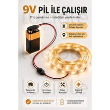 Luciole 1 Metre Günışığı 9V Pilli Anahtarlı Şerit LED Set Pil Dahil Prizsiz Yapışkanlı Dolap Raf Işığı