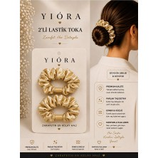 Yiora 2 Li Taşlı Saten Kumaş Taş Detaylı Lastik Toka Güçlü Tutuş Sağlar Saça Zarar Vermez, Kırmaz
