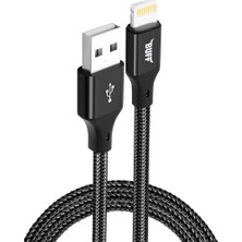 Buff Labs Buff BL71 USB To Lightning 2.4A 1.2m Örgülü Data ve Şarj Kablosu (Siyah)