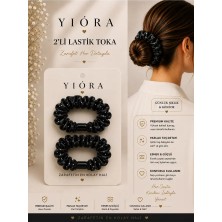 Yiora 2 Li Taşlı Saten Kumaş Taş Detaylı Lastik Toka Güçlü Tutuş Sağlar Saça Zarar Vermez, Kırmaz