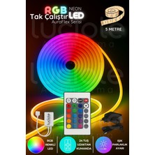 Luciole 5 Metre Rgb Neon LED Şerit | Auraflex Serisi | Kumandalı Esnek Tak-Çalıştır Renkli Aydınlatma