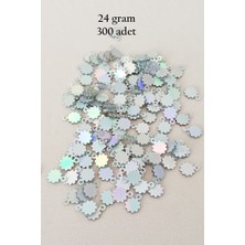 Oya Abiye Bileklik Kolye Pleksi Metalik Plastik Pul Gümüş Renk 24 Gram 300 Adet - BNC578